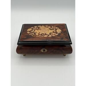 VTG Sorrento Italy Musical Jewel Box Inlay Pink Lining Edelweiss